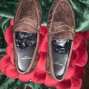 Saint Laurent Dark Brown Suede Loafers